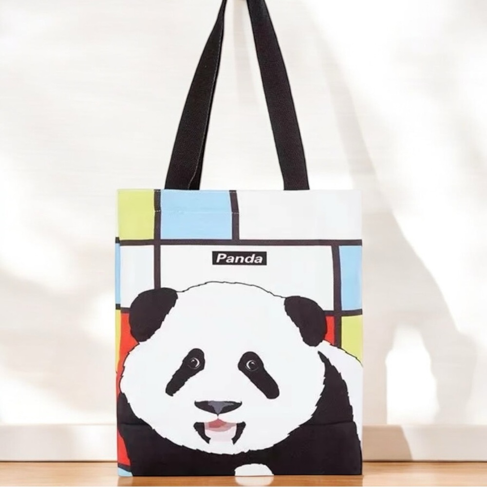 Canvas Graphic Black and White Panda Tote Bag